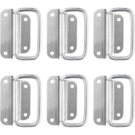tiradores plegables de acero inoxidable, XU, 8 cm × 6,3 cm, para todo tipo de tiradores de cajas, cajas de herramientas, puertas y cajones, plateados - KZQ (1/4)