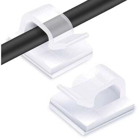 60 clips para cables, XU, bridas adhesivas, organizadores de cables, clips autoadhesivos para cables eléctricos, para gestión de cables, transparentes - KZQ (1/4)
