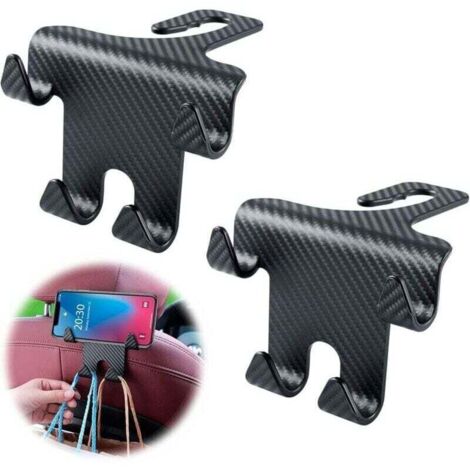 Gancho universal para reposacabezas de coche, XU, compatible con teléfono y bolso, accesorios universales (negro) KZQ - KZQ (1/4)