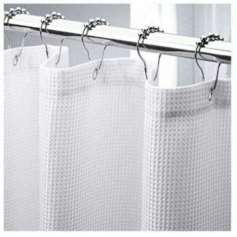 Cortina de ducha con tejido gofrado, 180 x 210 cm de largo, XU, Cortina de ducha de tela resistente con tejido gofrado, Cortinas de ducha de baño con calidad de hotel - KZQ