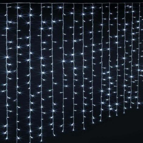 Cortina de luz de 600 LED de 3 m para fachadas con temporizador, XU, luz blanca fría para exteriores - Feeric Lights & Christmas - KZQ (1/4)