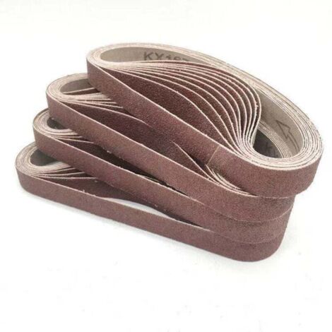 Paquete de 40 bandas abrasivas, 15 mm x 452 mm, XU, grano 60, óxido de aluminio - Destinadas a trabajar la madera, pulir metales y afilar cuchillos - KZQ