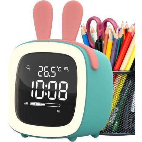 Lntyq Reloj digital LED. Este simpático reloj despertador inteligente con dibujos de ciervos azules está especialmente diseñado para niños y estudiantes. Incluye un reloj electrónico de carga con luz