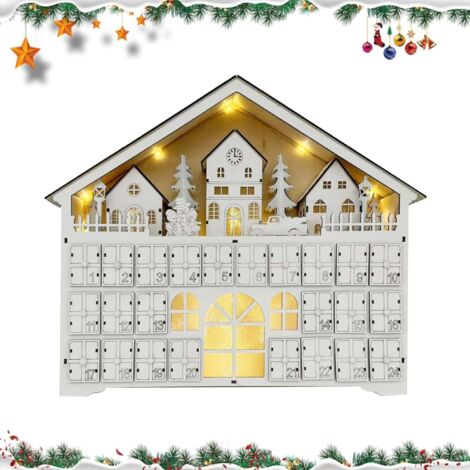 Calendario de Adviento de madera con 24 cajones y luces LED, reutilizable para decoraciones navideñas únicas hechas por uno mismo - OTROS (1/4)
