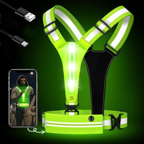 Chaleco reflectante LED recargable por USB para correr y andar en bicicleta, seguridad nocturna con soporte para teléfono - OTROS (1/5)