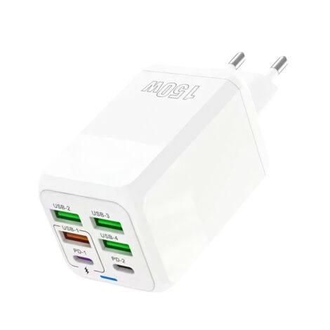 Cargador de viaje de 6 puertos y 150 W con PD y QC para iPad, MacBook, Tablet, compatible con iPhone, Samsung Galaxy, Xiaomi, Google Pixel - OTROS (1/5)