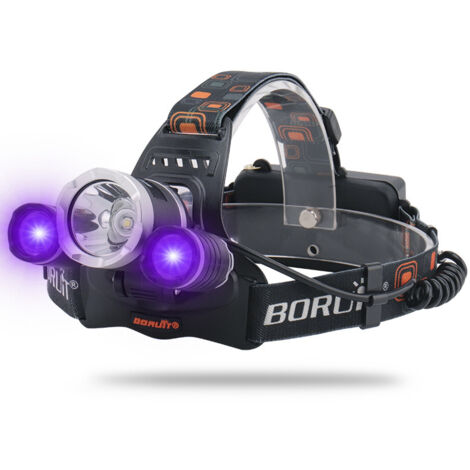 Lámpara frontal LED 3000 lúmenes recargable negra para actividades nocturnas Pêche Chasse Détection Fuites Huile CVC Taches Orine Animaux-AUTRES