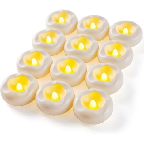 Pack de 12 Velas LED Impermeables Flotantes para Decoración de Boda, Jarrones Cilíndricos, Piscina y Exterior-AUTRES