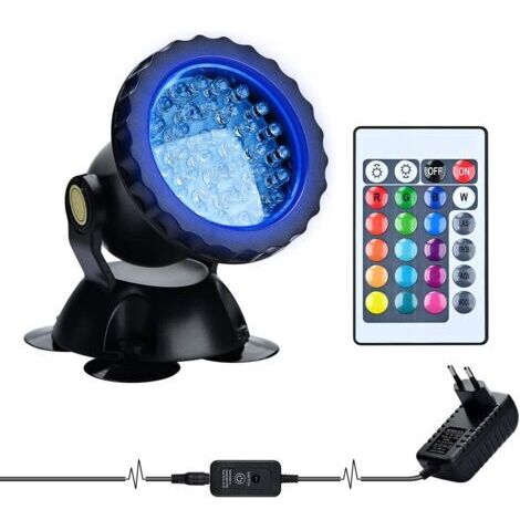 Proyector Acuario RGB, Iluminación Subacuática con LED Impermeable IP68, Ángulo Ajustable, Control Remoto para Estanques y Fuentes de Piscinas - AUTRES (1/5)