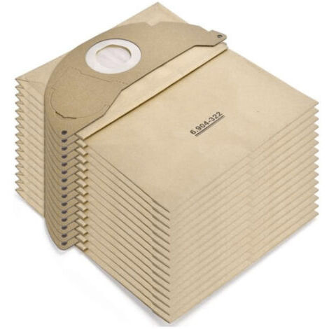 Bolsas de aspiradora 15uds para Kärcher WD2, MV2, A2004, A2054. Filtro papel reemplazo para aspiradoras húmedo y seco, accesorio premium. (1/5)