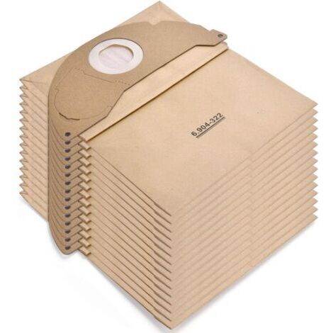 Filtros de Papel para Aspirador Kärcher WD2, MV2 - 15 Unidades, Compatible con 6.904-322.0, WD 2.200, A2004, A2054, A2099 (1/5)