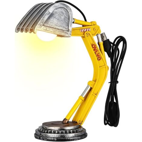 Lámpara de mesa excavadora minimalista para niños, luz suave LED, ideal para habitaciones infantiles y decoración, color blanco (1/5)