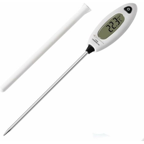Termómetro de cocina digital con sonda larga, lectura instantánea 5s, pantalla LCD grande, ideal para carnes, BBQ, repostería y baño. (1/4)