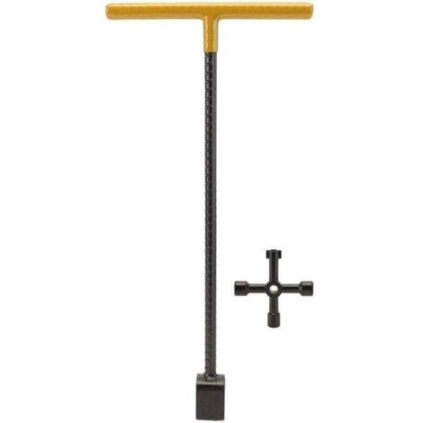 Llave multifuncional para contador de agua en T, acero , válvula de 4 vías, herramienta amarilla