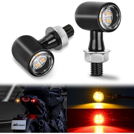Intermitentes, freno y luz trasera para motocicletas, luz roja y amarilla, Mini-Intermitentes, compatibles con cruceros, Rojo/Amarillo (1/4)