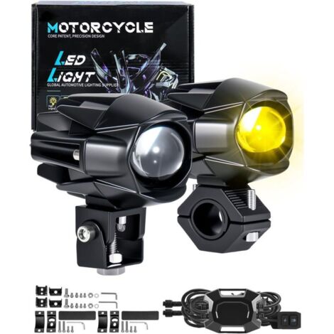 Faros LED redondos 20W para moto, 9V-60V, IP68, 5 modos de luz, incluye 2 soportes, ideal para ATV, UTV, Dirtbike, 4x4, camiones