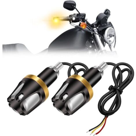 Intermitentes de Manillar, LED Amarillo-Blanco, 16-18 mm, 1 Par, Indicadores de Freno para Moto (1/4)