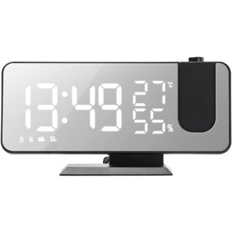 Reloj despertador 4 en 1 con proyección, radio, proyector a 180° y monitor de temperatura y humedad (1/5)