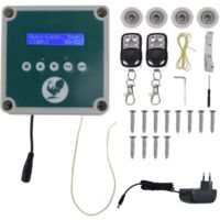 Controlador automático de puerta para gallinero, motor actuador impermeable IP44 con adaptador de corriente, pantalla LED y temporizador/detección (enchufe UE)