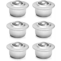 Rodamientos para transportador, unidad de rodamientos de bolas de 16 mm de alta resistencia, ruedas giratorias, acero inoxidable, base universal, 6 unidades