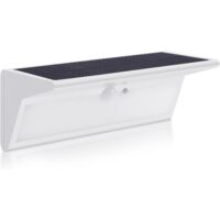 Lámpara solar exterior, 46 LED, 3000 mAh, lámpara solar exterior muy brillante con sensor de movimiento, 4 modos, aplique de pared impermeable para jardín (luz blanca cálida)
