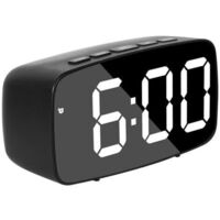 Schwarzer intelligenter digitaler Nachttischwecker, weiße LED USB-Reise-Schreibtischuhr mit Datums- und Temperaturanzeige, 12/24-Stunden-Format für Schlafzimmer