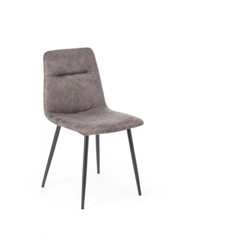 Set 4 sedie design similpelle e metallo per sala da pranzo Tia - Grigio (1/5)