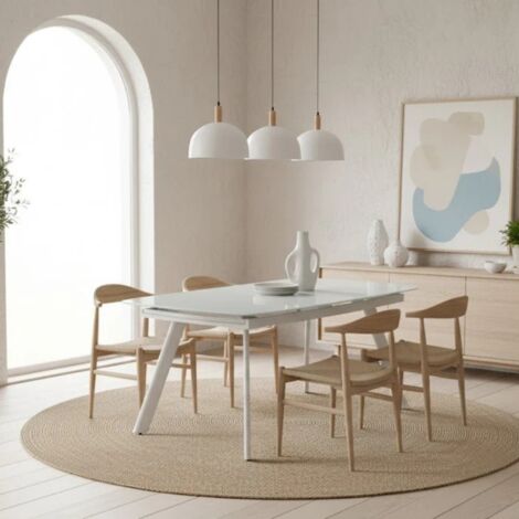 Tavolo allungabile in vetro temperato design pranzo Blanco (1/5)