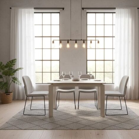 Function, Tavolo allungabile con top in Vetro Tortora (80cm X 120/170cm H. 75cm) Duzzle (1/4)