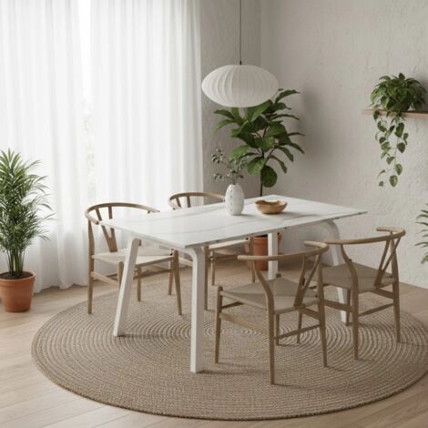 Tavolo allungabile in ceramica effetto marmo da pranzo Cosmo - Bianco (1/4)