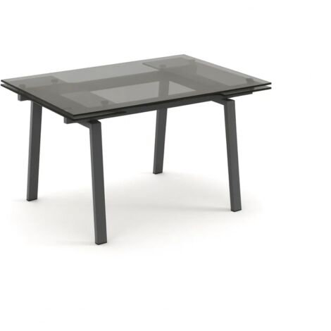 Jackson,  Tavolo allungabile con top in vetro temperato Trasparente (80cm X 140/200cm H. 76cm)  Duzzle (1/4)