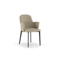 Flow, Set di 4 sedie in tessuto easy-clean Beige (53.5cm X 62.5cm H. 80cm) Duzzle