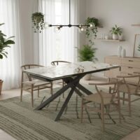 Axis, Tavolo allungabile con top in Ceramica su vetro Marmo calacatta (90cm X 160/240cm H. 76cm) Duzzle