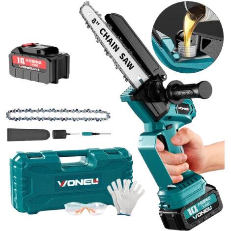 21V 650W Mini-Akku-Kettensäge - Elektrische Astsäge, kompatibel mit Makita-Akkus - Akku-Astsäge für Garten und Heimwerken (1 Akku, 1 Ladegerät) (1/4)