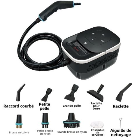 Tragbarer Hochdruck-Dampfreiniger, 2500 W, 4 bar, 1250 ml Wassertank, 15 Sekunden Aufheizzeit, 6-stufige Dampfregulierung – Schwarz