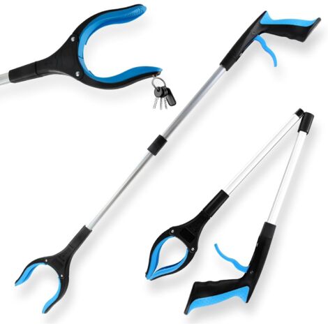 Strumenti di raccolta, pinza telescopica in alluminio da 82 cm con testa girevole a 360°, impugnatura ergonomica e punte magnetiche per la raccolta dei rifiuti (blu) (1/5)