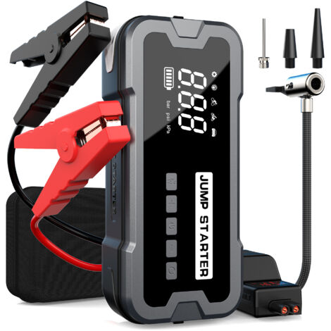 Cavi per caricabatterie, booster e jumper - Caricabatterie intelligente da 12 V - Caricabatterie per compressore - Caricabatterie per auto - Batteria da 8000 mAh con luce LED - per auto, moto, pallonc (1/5)