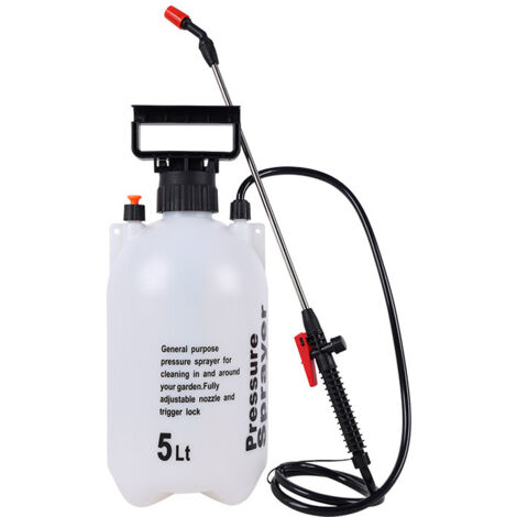 Spruzzatore manuale da 5 litri, spruzzatore a pressione manuale con pistola e cinghia, adatto per annaffiare, applicare erbicidi e insetticidi (1/4)