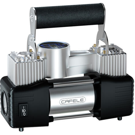 Compressore d'aria Goodyear da 12 V con manometro per auto, moto, bicicletta e attrezzature sportive, con 6 accessori inclusi, presa accendisigari, compressore portatile, con display