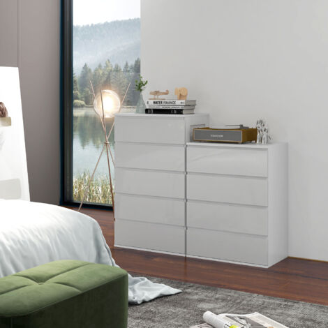 4 Drawer Storage Cabinet, Tall Chest of Drawers, Drawer Chest with Metal Runners and Groove Handles, White (1/5)