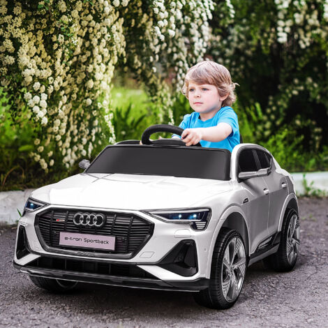 Macchina Elettrica per Bambini 12V Audi E-tron con Doppio Motore, Telecomando e Batteria Ricaricabile, Velocità 3-5km/h, Luci LED e Musica, Bianco