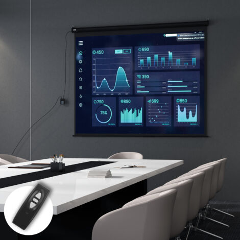 Schermo per Proiettore 120 Pollici Formato 4:3 Regolabile con Telecomando, Schermo di Proiezione Motorizzato Compatto, Installazione a Parete o Soffitto, 244x183 cm, Nero (1/5)