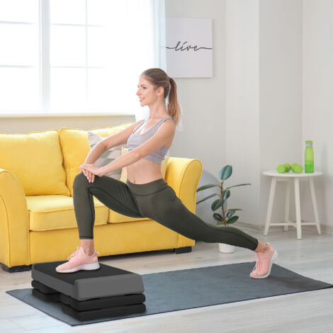 Stepper Fitness Regolabile su 3 Livelli 10.5/15.5/20.5 cm, Stepper per Casa e Palestra Antiscivolo Capacità 250 kg, Grigio (1/5)