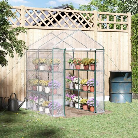 Serra da Giardino Esterno in PVC Trasparente, Serra da Balcone con Scaffali per Piante Orto 1.43 x 1.43 x 1.95m (1/5)