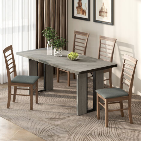 Tavolo da Pranzo per 8 Persone, Tavolo Cucina con Piano Spesso, Tavolino da Soggiorno e Sala da Pranzo Rettangolare in Stile Industriale, 180x80x75 cm, Grigio
