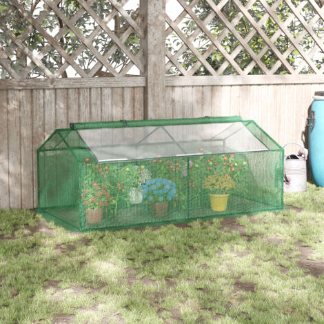Serra Piccola da Giardino con Finestre a 2 Livelli, Serra per Orto e Balcone e Copertura in PE, 180x90x70cm, Verde