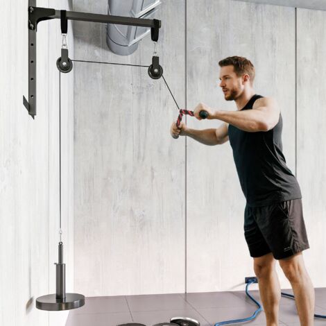 Sistema di Puleggia per Palestra, Carrucola Palestra per Home Gym, Pulley LAT Machine per Allenamento Bicipiti e Tricipiti, Attacco per Dischi Pesi Universali e Accessori