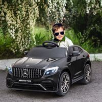 Macchina Elettrica per Bambini 12V Mercedes-Benz AMG GLC63S COUPE, Auto Elettrica per Bambini 3-5 Anni, Velocità 3-5km/h, con Cintura di Sicurezza, Telecomando e USB per Musica MP3, Nero