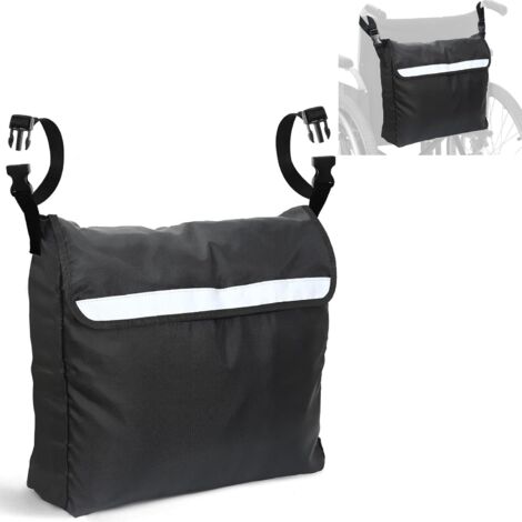 Bolsa de almacenamiento para silla de ruedas de tela Oxford impermeable con bandas reflectantes - Tamaño grande - Negro (1/5)