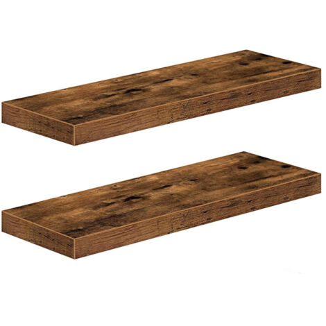 Estante de pared, estante de pared de madera, estante de pared de madera - juego de 2 piezas, modelo colgante, 40 cm de largo, adecuado para baños, cocinas y salas de estar. (1/4)